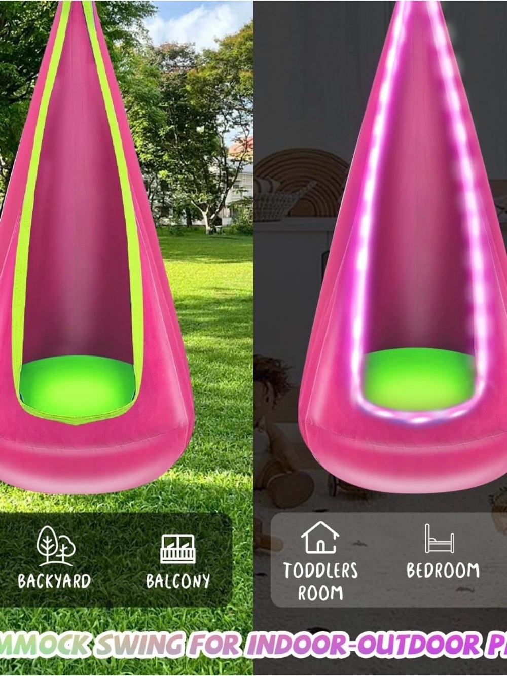 LED Pink Hanging Pod Swing